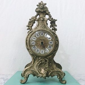 Vintage Imperial Brass Mantle Clock & Candelabras